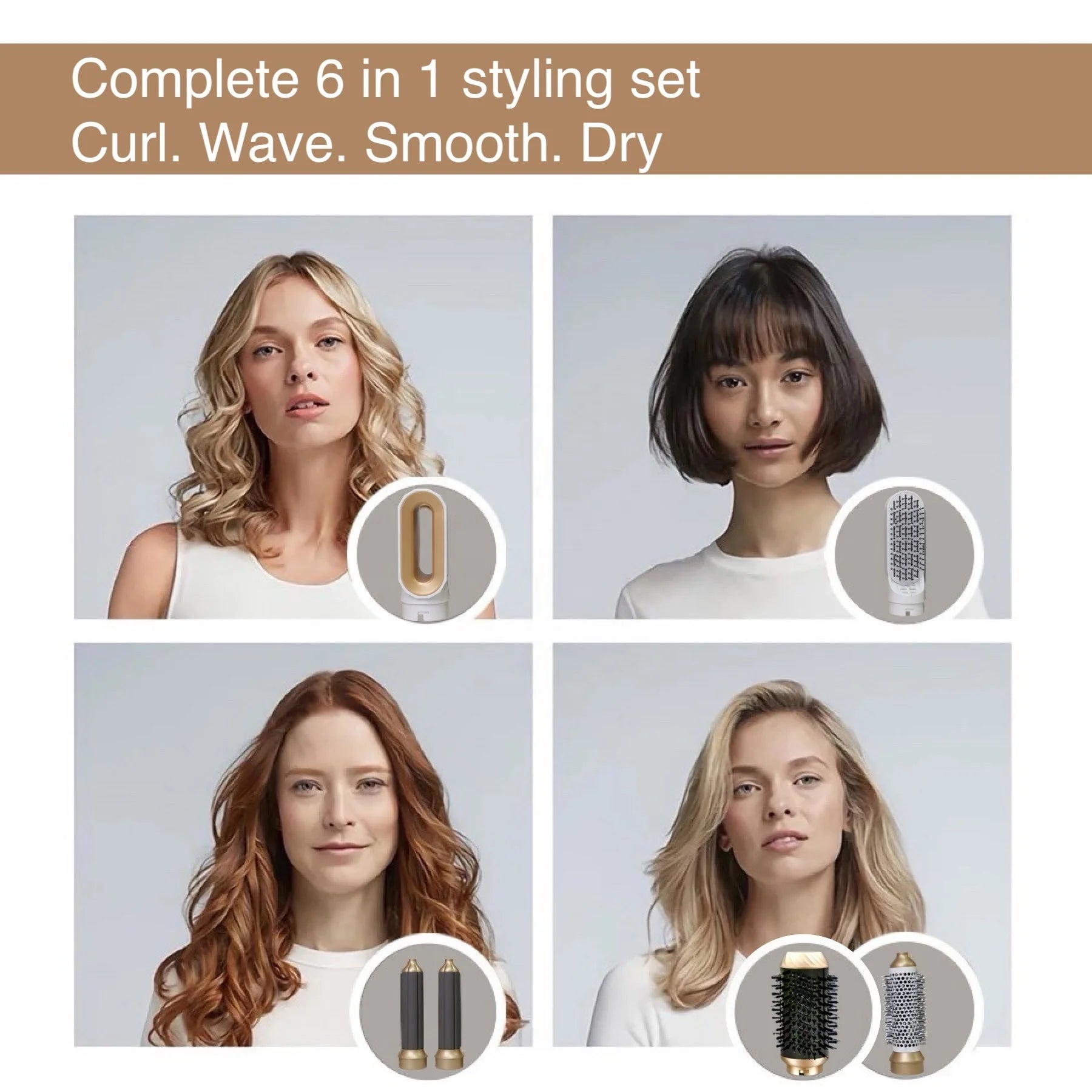 6 in 1 Multi-styler Ionic Hair Dryer & Straightener Curler with Universal Voltage for Hotel & Household Use